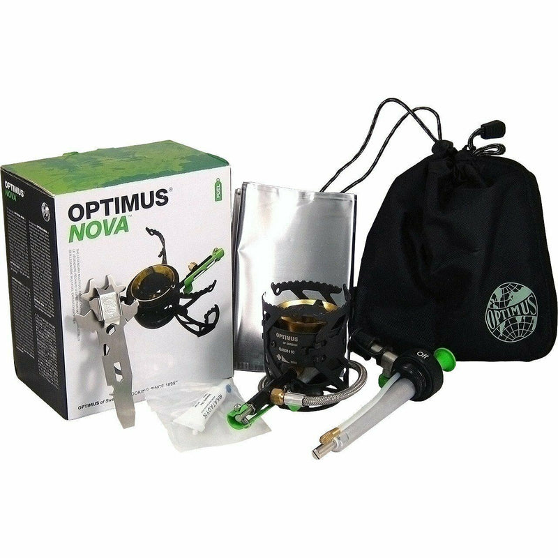 Réchaud OPTIMUS NOVA Multi-combustibles Expedition Compact Léger Base Camp Woods