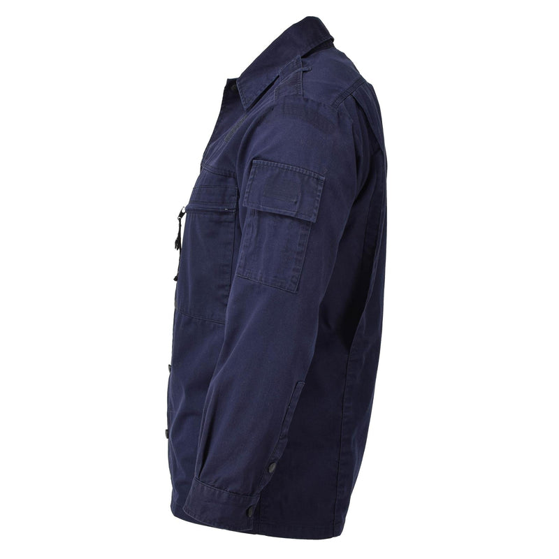 Veste de travail originale de l'armée néerlandaise, uniforme bleu, chemise militaire à manches longues