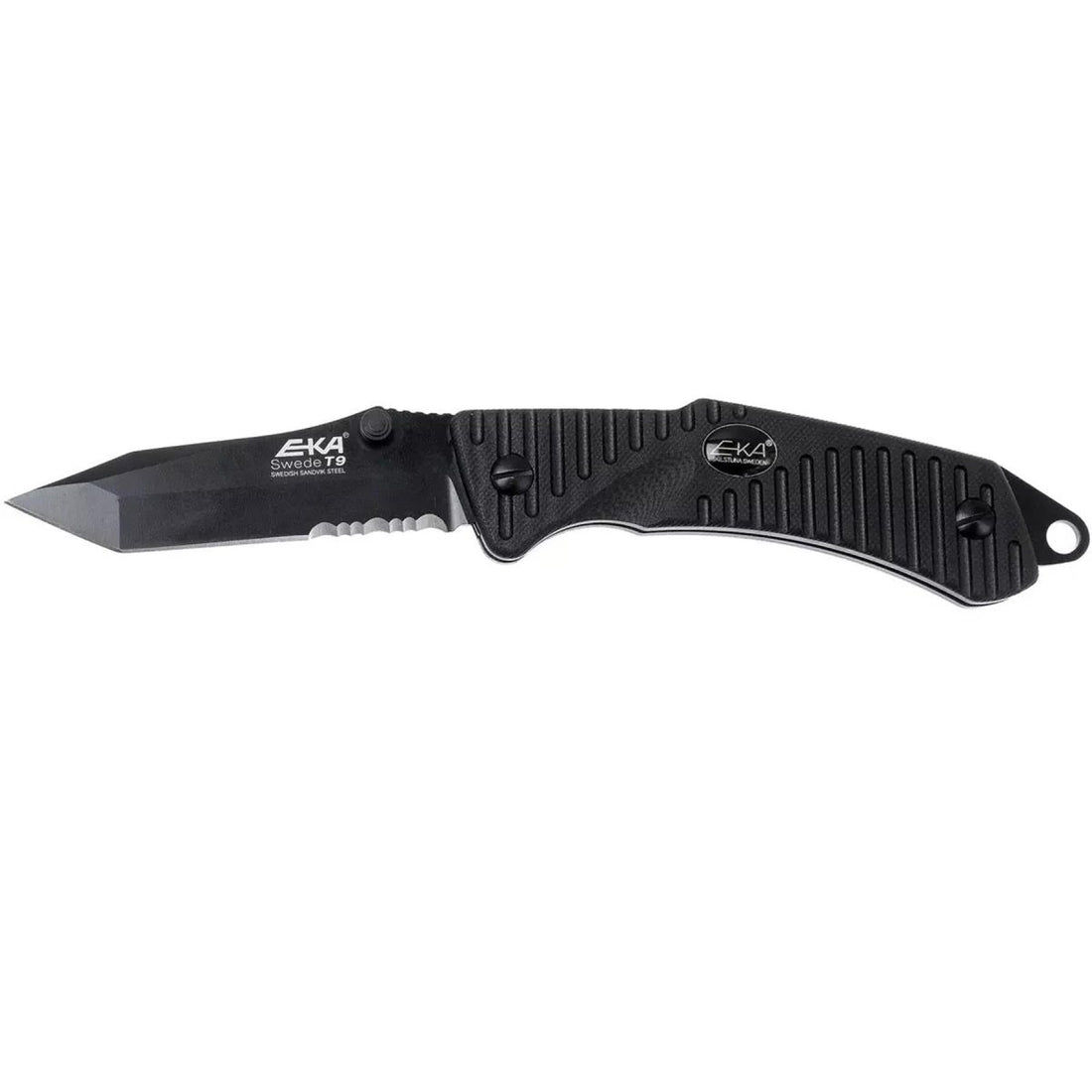 EKA Brand Swede 9 couteau pliant 57 HRC 12C27 allume-feu en acier manche noir