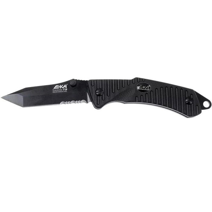 Couteau pliant EKA Brand Swede 9 57 HRC 12C27 allume-feu en acier manche noir - GoMilitar
