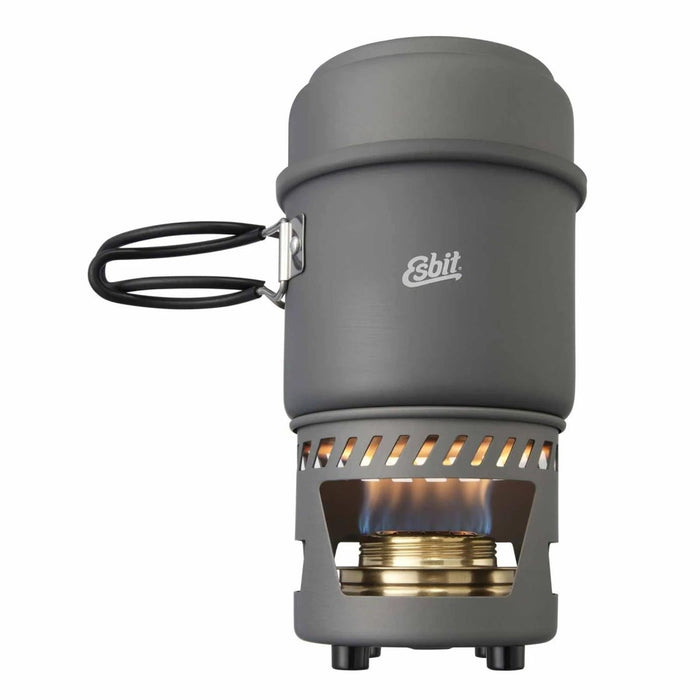 Ensemble de cuisson compact ESBIT Combustible liquide solide Pot en aluminium anodisé dur de 985 ml - GoMilitar