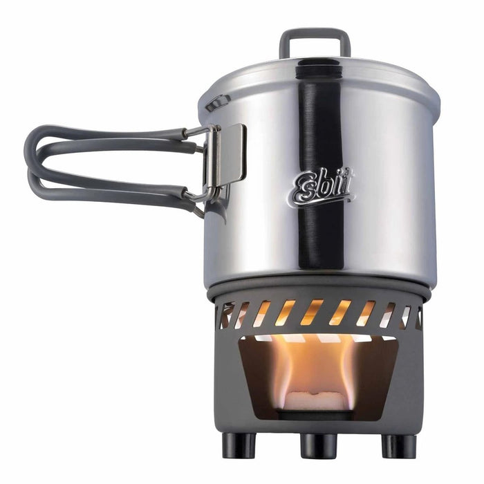 Ensemble de cuisson à combustible solide ESBIT Support léger Pot en acier inoxydable de 585 ml - GoMilitar