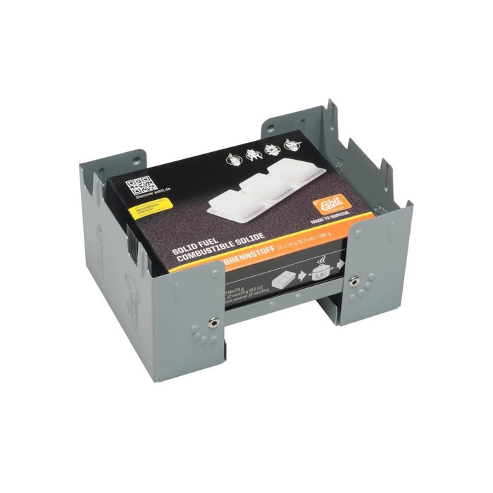Réchaud de poche pliable et ultraléger ESBIT gris compact avec tablettes à combustible solide incluses pour le camping et la cuisine en plein air