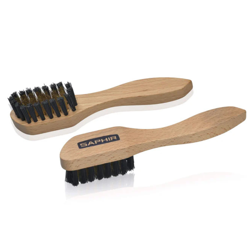 Saphir Brosse Laiton Daim Nubuck Brosse de Nettoyage Laiton 16cm Poils Bois de Hêtre