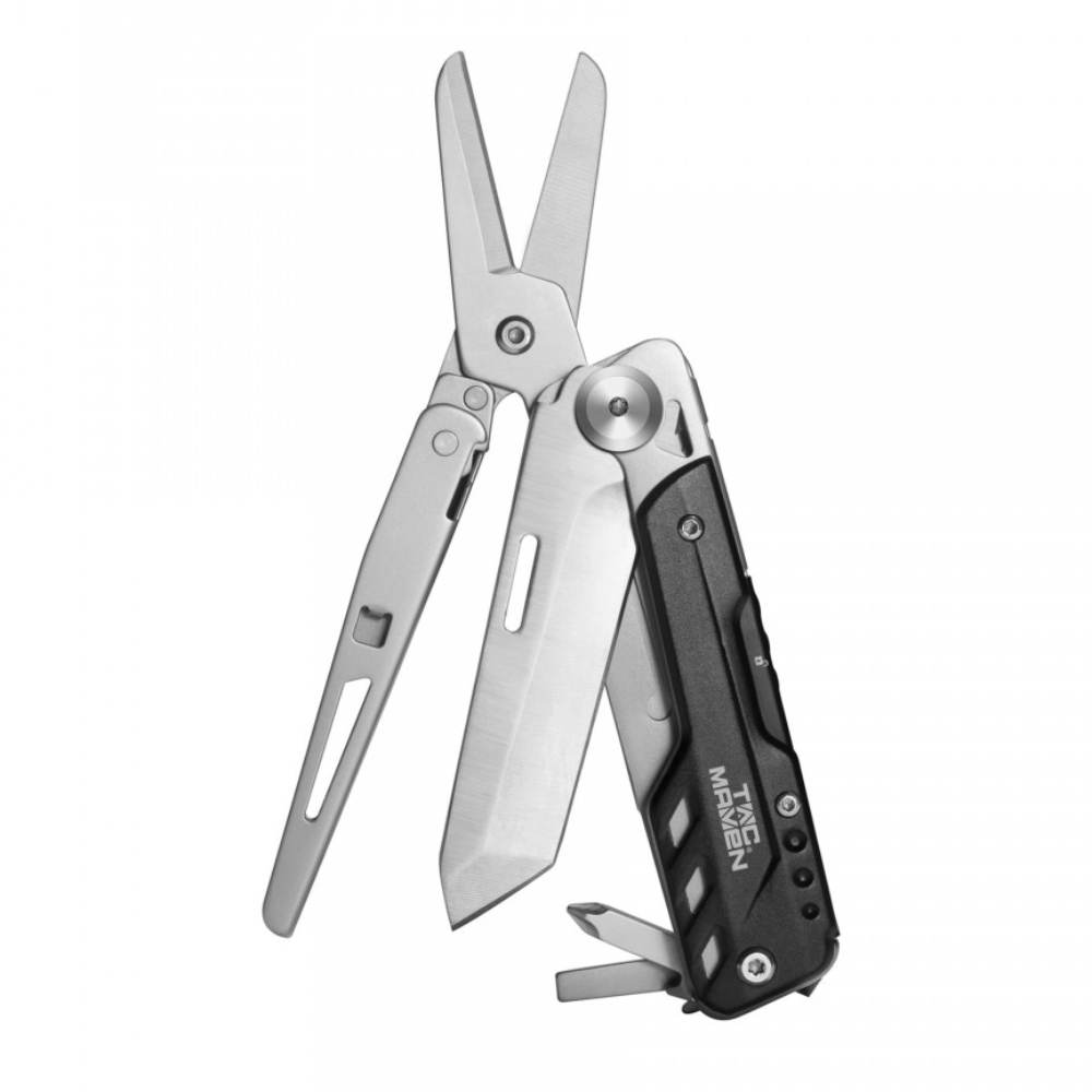 TAC MAVEN Odin Camping Multitool Ciseaux 440 Outil de poche en acier inoxydable Noir