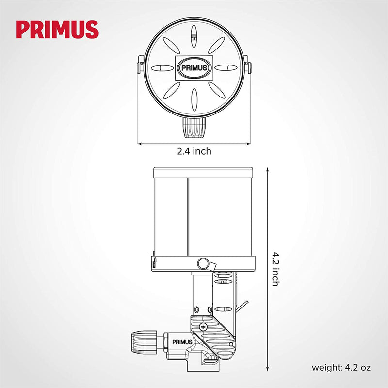 Lampe à gaz Primus Micron, lanterne à lumière réglable, système de suspension à allumage brillant