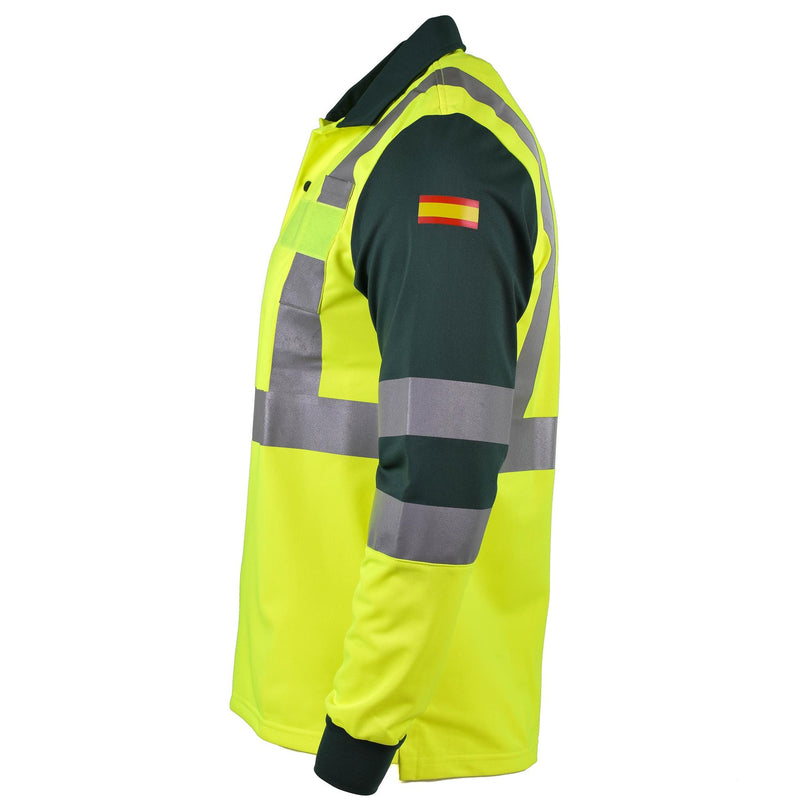 Polo espagnol authentique à manches longues avec veste réfléchissante jaune de la garde civile NEUF