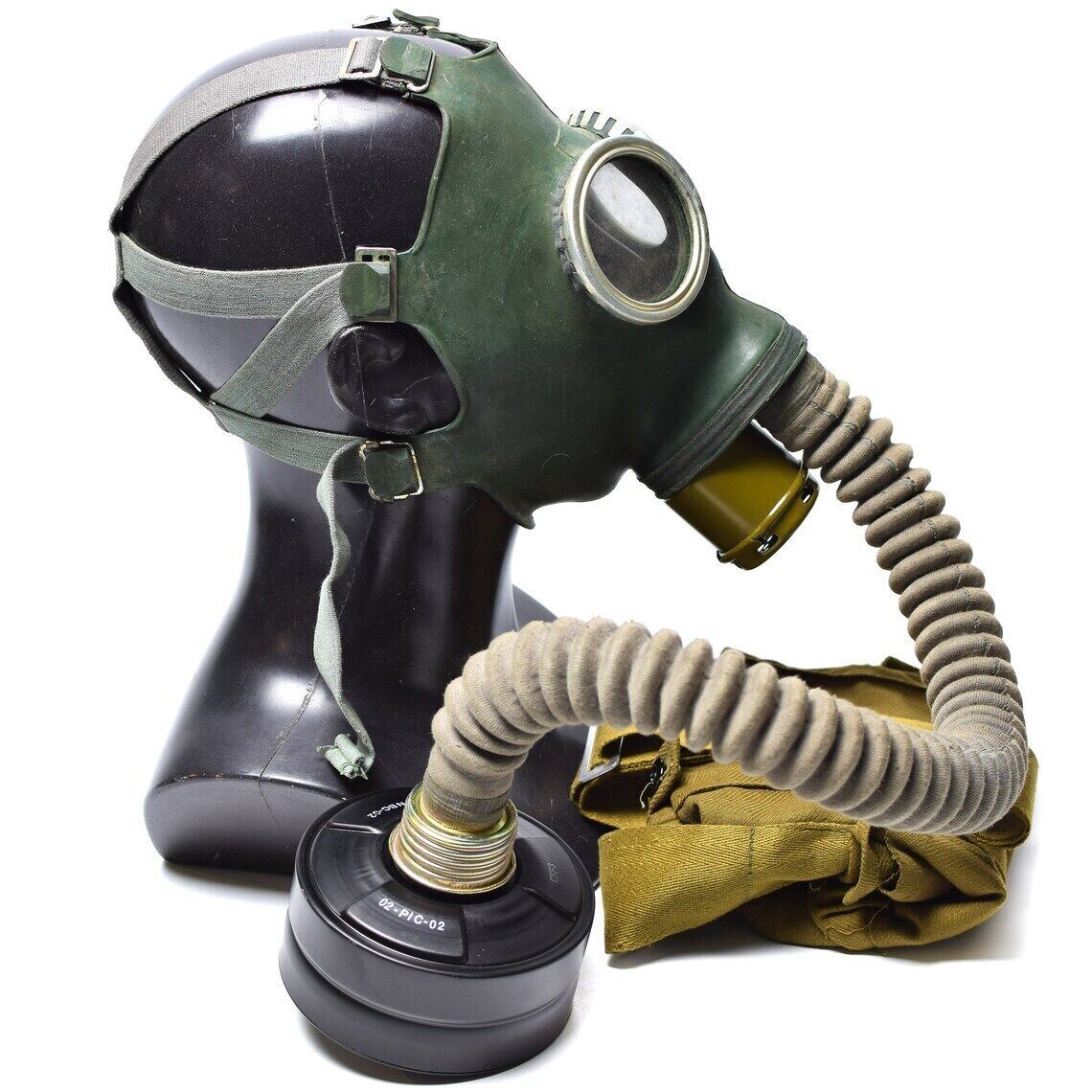 Masque à gaz GP-4 soviétique original des années 1960, kit de surplus militaire vintage en caoutchouc gris