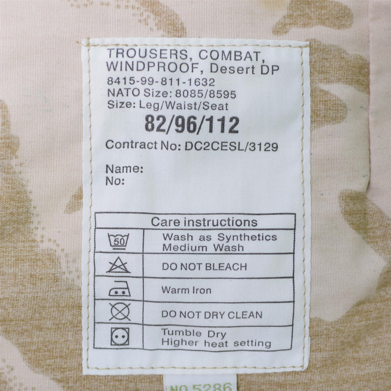 Pantalon de l'armée britannique d'origine pour les troupes de campagne du désert DP, pantalon de combat coupe-vent BDU