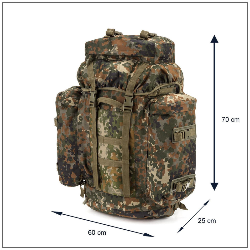 A.Blochl BW Sac à dos de randonnée en montagne, camping, grand sac à dos, camouflage flecktarn