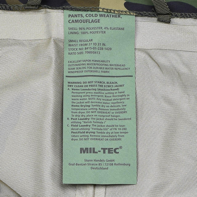 Pantalon de style militaire pour temps froid MIL-TEC, imperméable, coupe-vent, bretelles amovibles