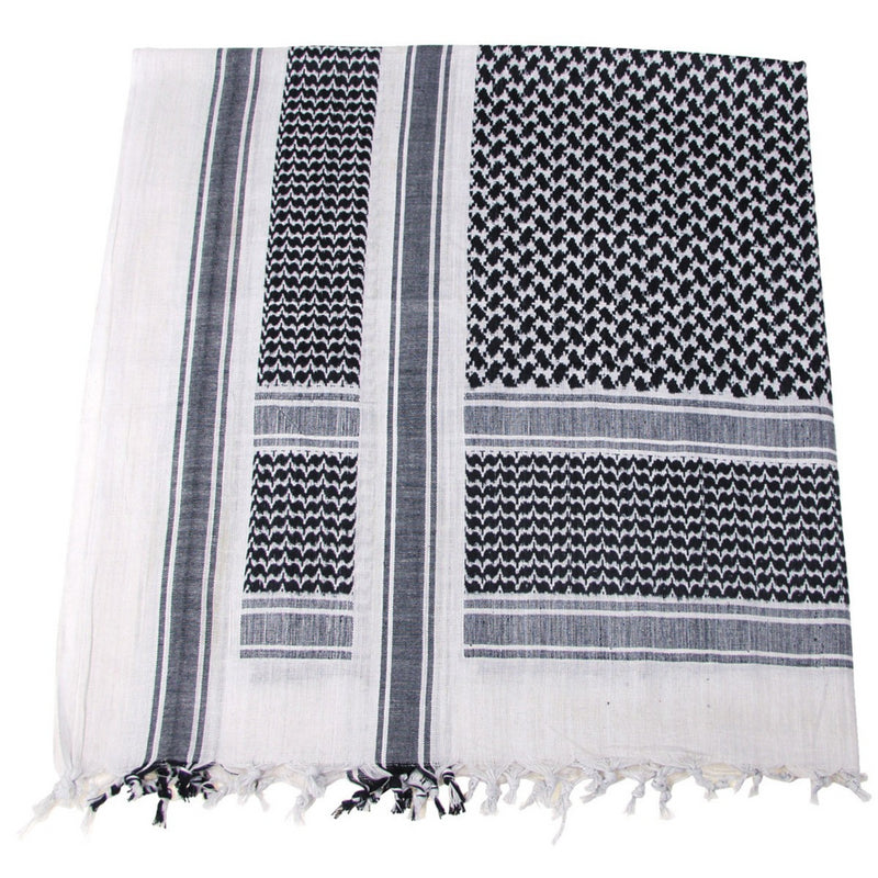 MFH Shemagh Écharpe classique tactique en coton Desert Wrap Noir Blanc