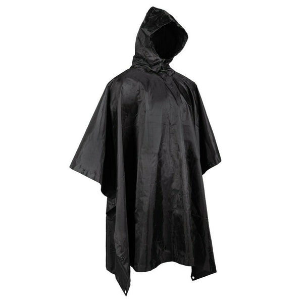 Poncho imperméable de style militaire RipStop pour la pluie Noir