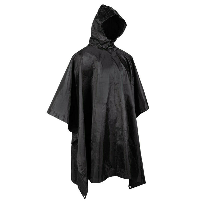Poncho imperméable de style militaire RipStop pour la pluie Noir