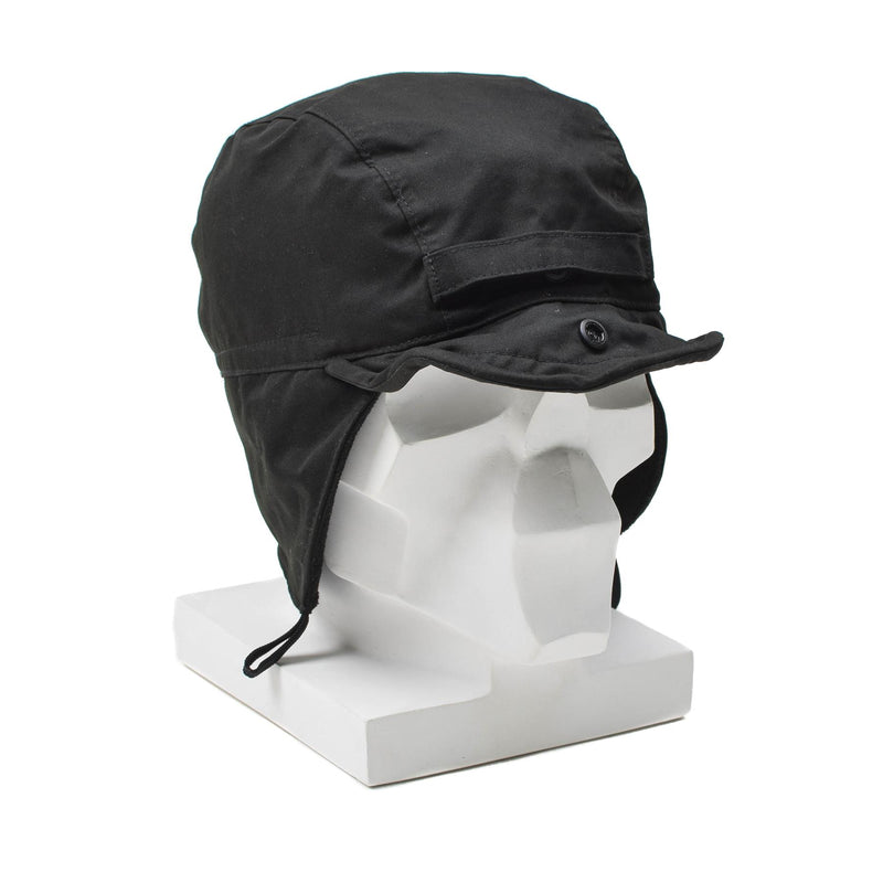 Chapeau de parachutiste néerlandais original, casquette de ranger, cache-oreilles, bord coupe-vent, surplus noir