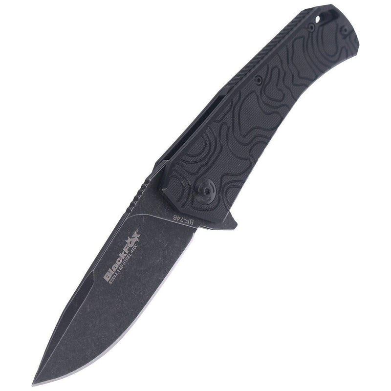 Fox Knives ECHO 1 folding pocket knife black Idroglider stone wash coating - GoMilitar