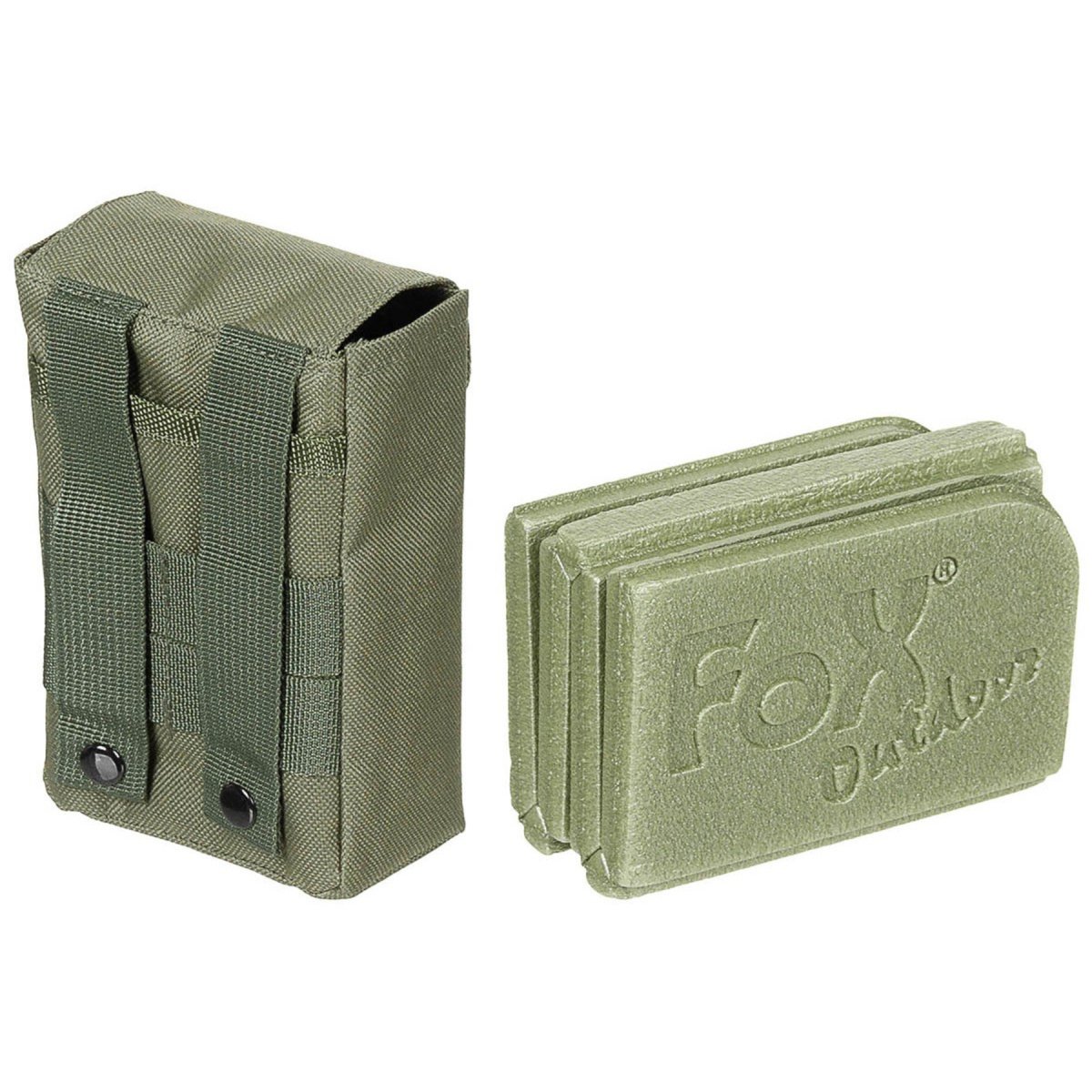 Fox Outdoor Coussin de siège thermique antidérapant pliable avec pochette Molle incluse Olive