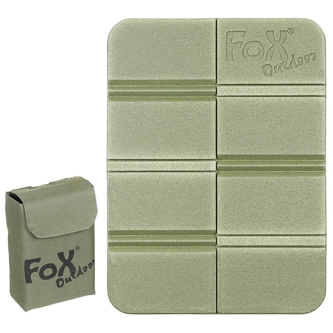 Fox Outdoor Coussin de siège thermique antidérapant pliable avec pochette Molle incluse Olive