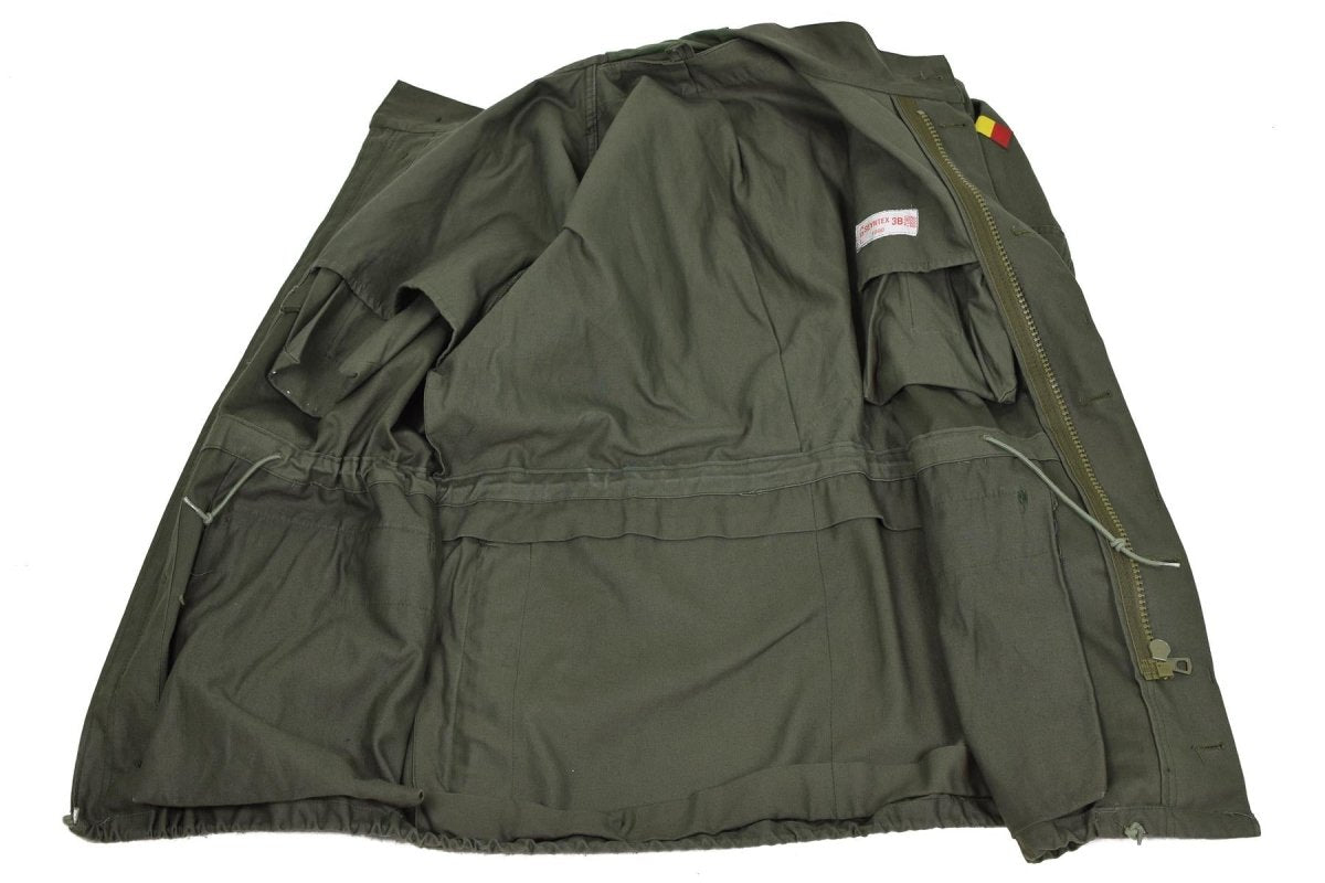 Véritable veste de campagne de l'armée belge M64 parka militaire imperméable en coton Olive NEUF