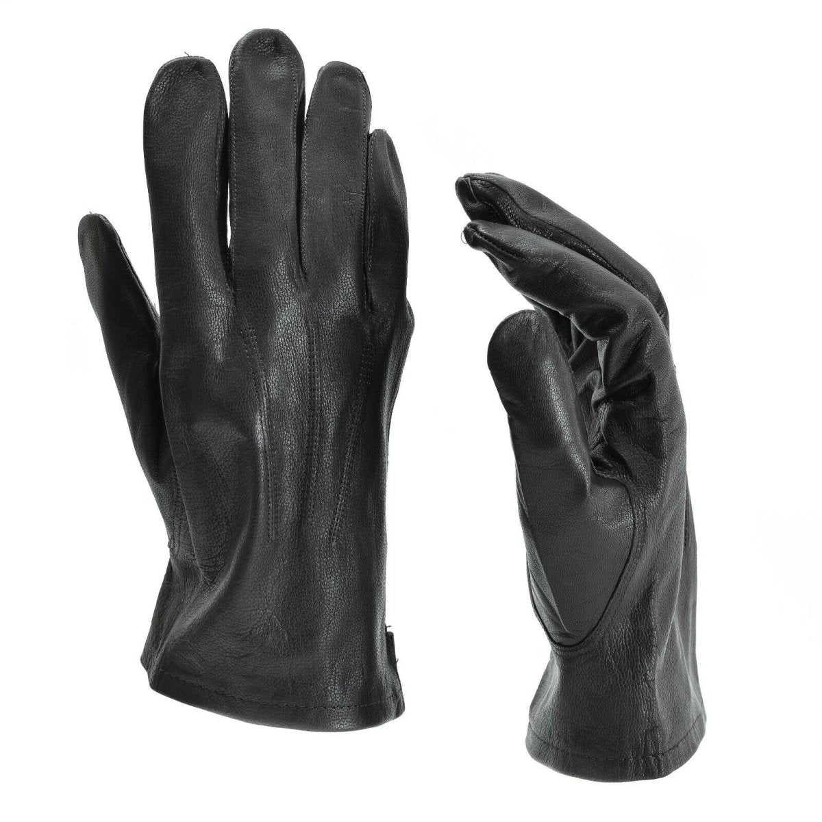 Gants militaires belges authentiques en cuir noir marron, surplus militaire à doigts complets