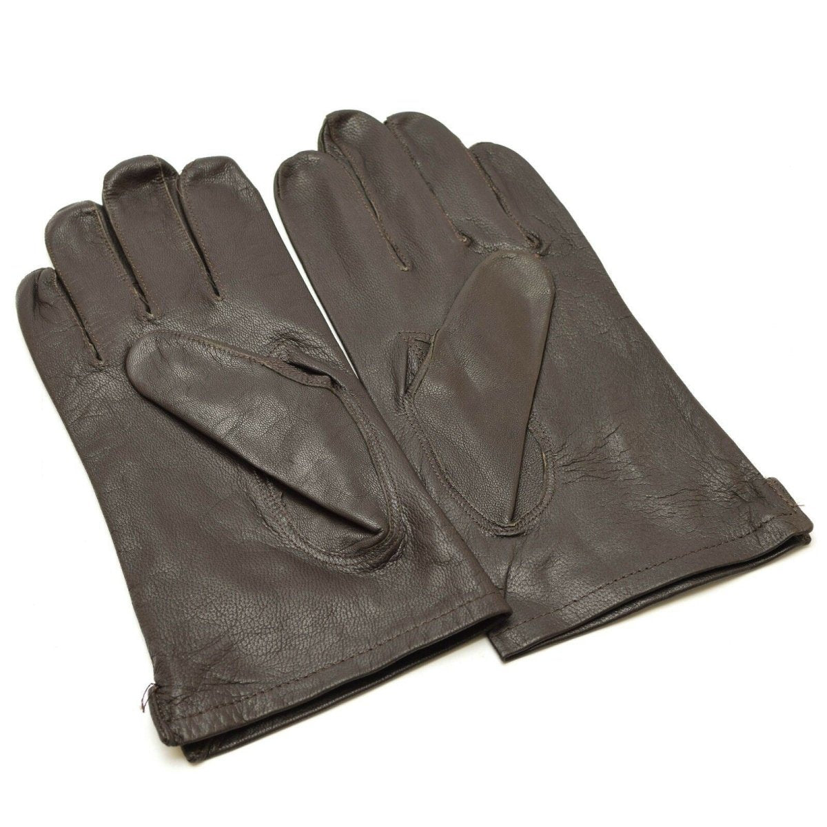 Gants militaires belges authentiques en cuir noir marron, surplus militaire à doigts complets