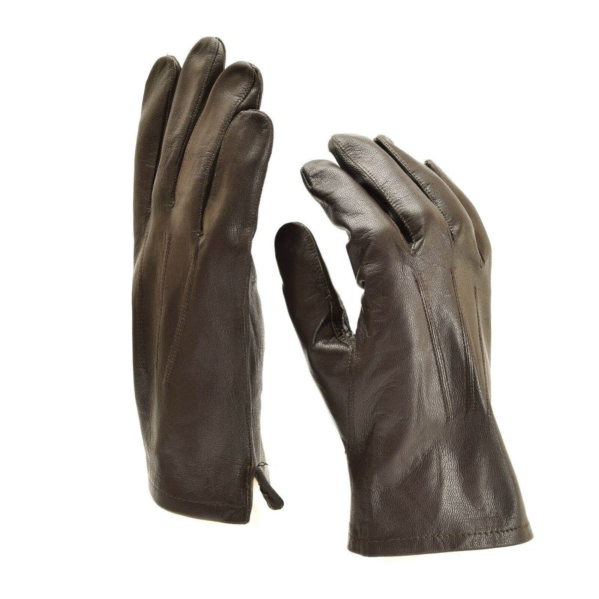 Gants militaires belges authentiques en cuir noir marron, surplus militaire à doigts complets