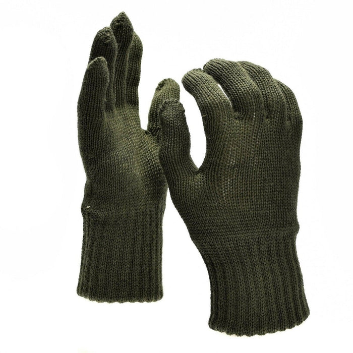 Paire de véritables doublures de gants militaires en laine de l'armée belge tricotées pour une protection contre la chaleur et le froid
