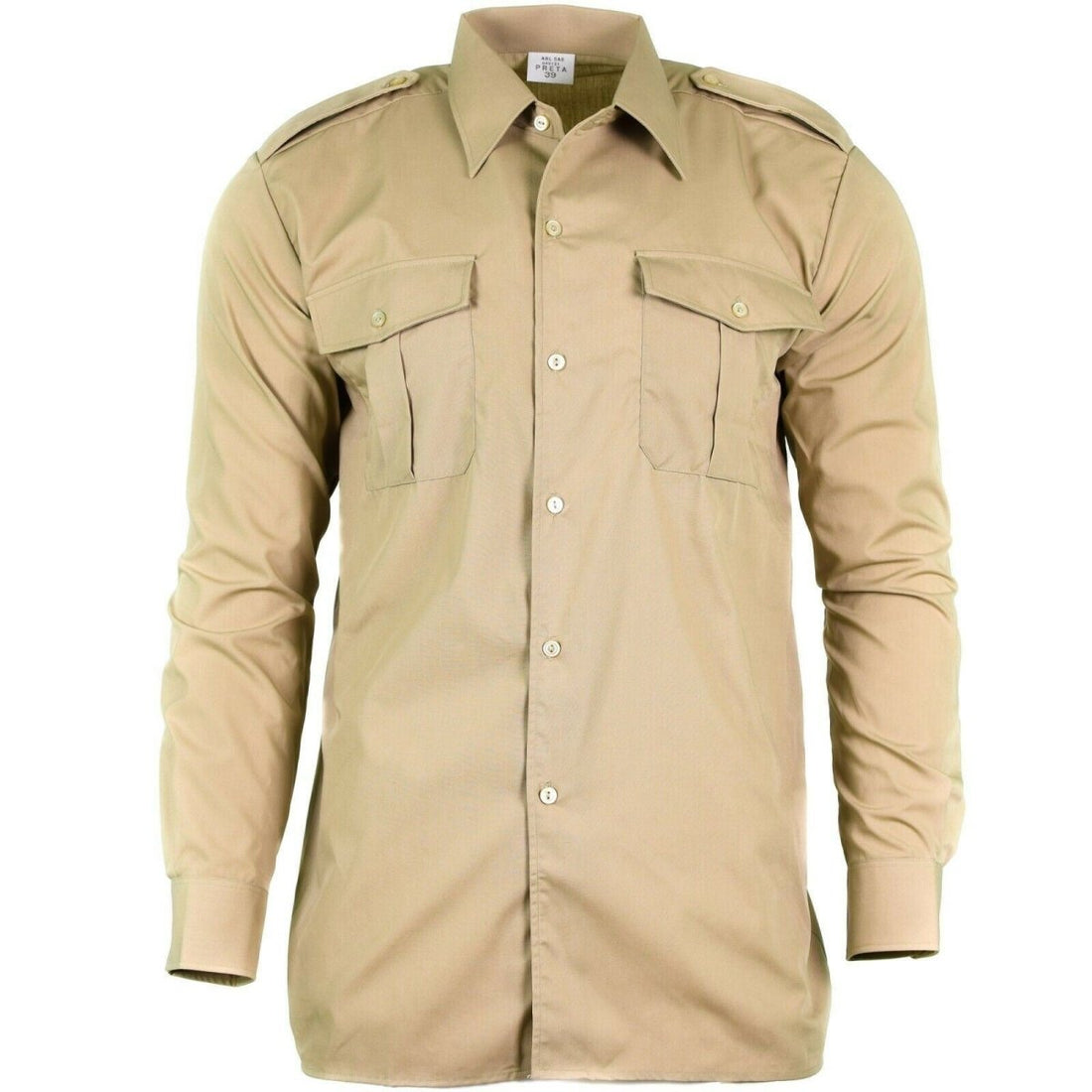 Véritable chemise de l'armée belge fatigue surplus chino kaki militaire manches longues NEUF