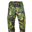 British army genuine DPM camo waterproof Goretex rain pants with adjustable waist and breathable fabric.