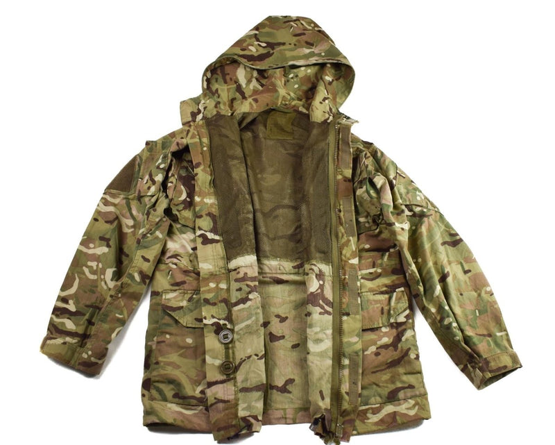 British Military MTP camouflage parka jacket with hood, windproof, four front pockets, adjustable waist and bottom