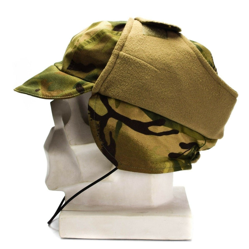 British Army MTP camo waterproof Gore Tex paratrooper cap with lined cold weather ear flaps and adjustable strap