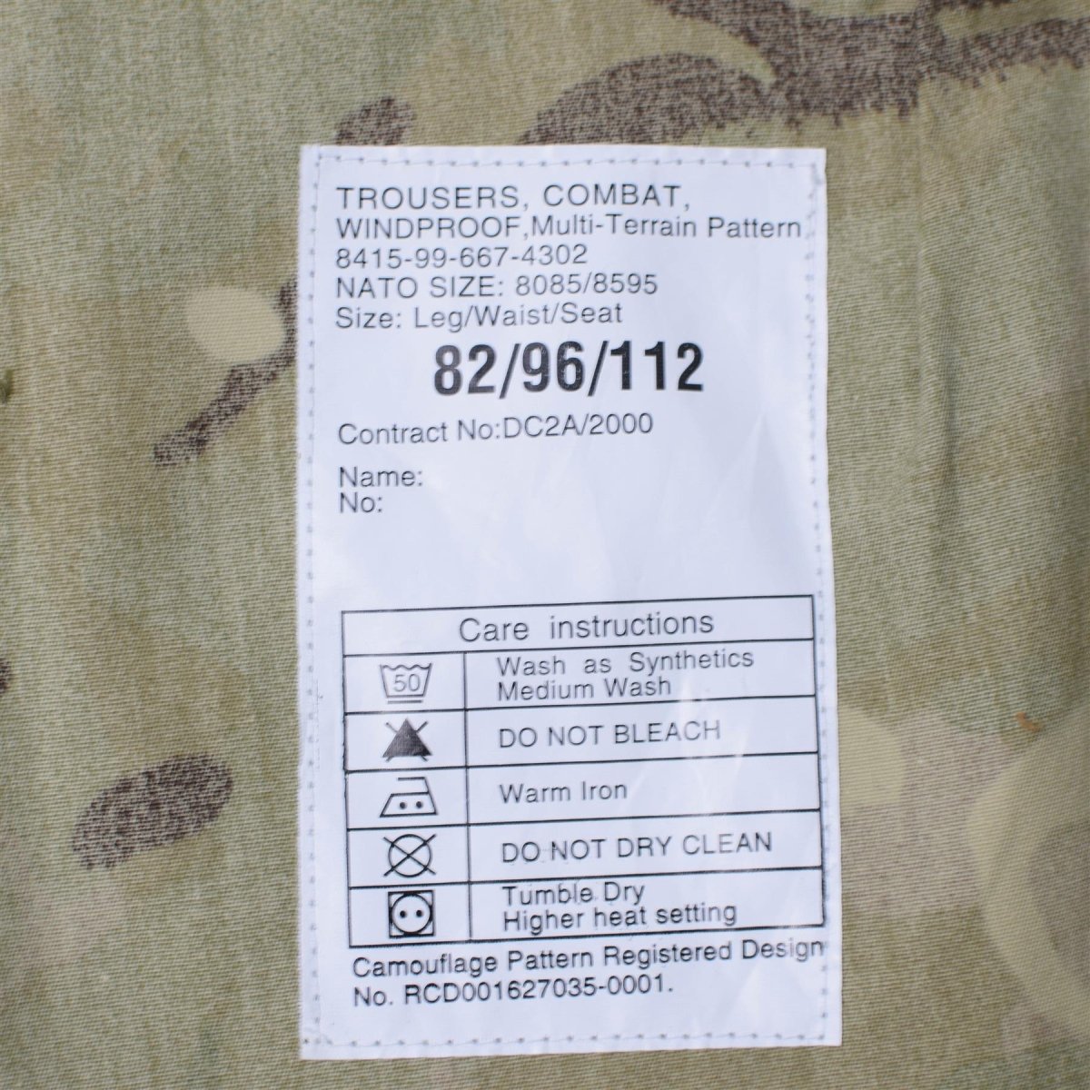 Pantalon de combat militaire MTP authentique de l'armée britannique pour troupes de campagne, coupe-vent