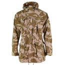 Genuine British Army windproof parka with desert DPM camouflage, hood, multiple pockets, adjustable waist and cuffs.