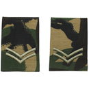 Pair of genuine British Army corporal shoulder loops with DPM camouflage and embroidered rank insignia patches