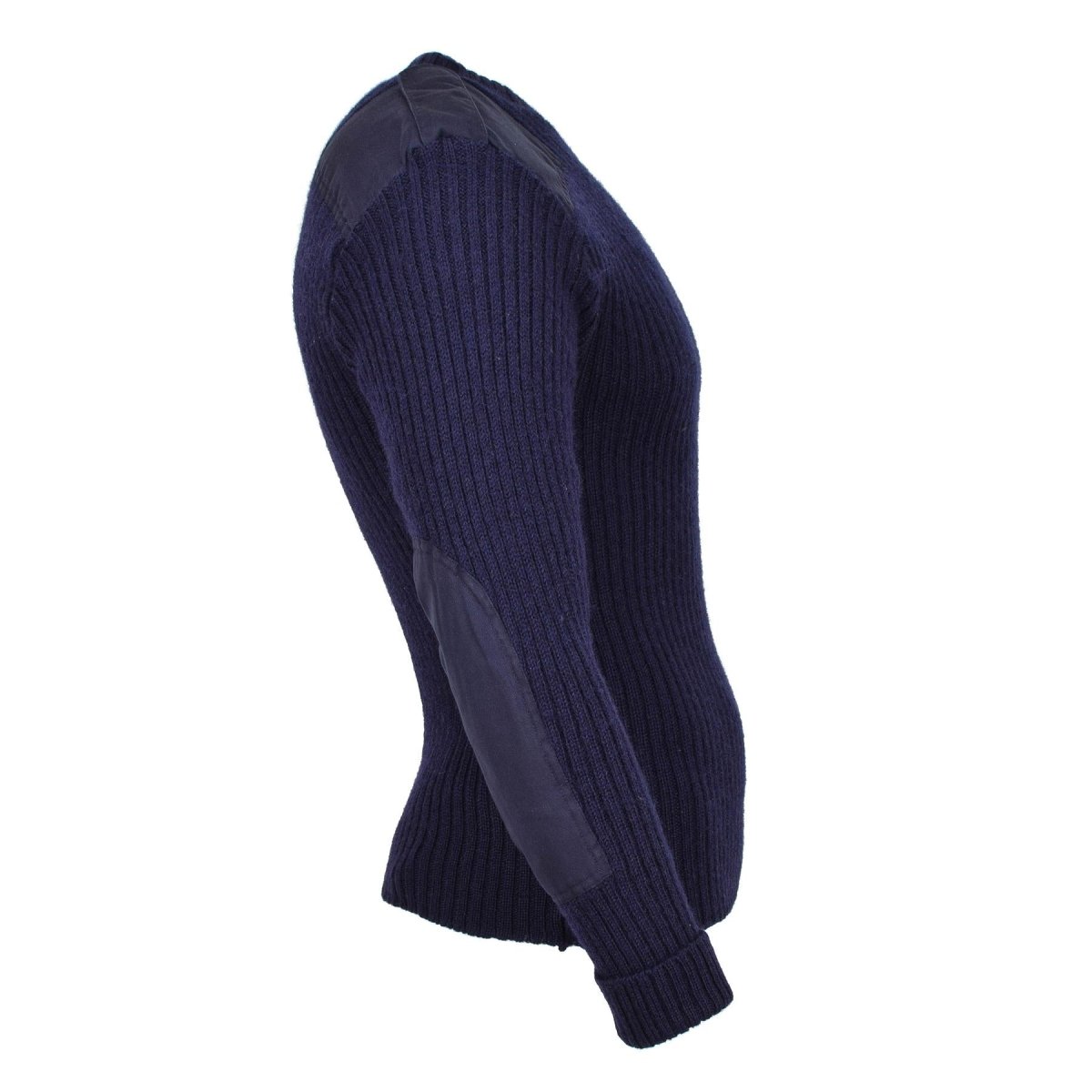Pull-over en laine bleu militaire britannique authentique, pull commando