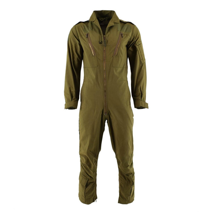 Véritable combinaison vert olive de la Royal Air Forces britanniques avec fermeture éclair et multiples poches, surplus militaire.