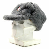Véritable casquette d'hiver de l'armée tchèque Ushanka chapeau chaud en fourrure grise CZ militaire isignia