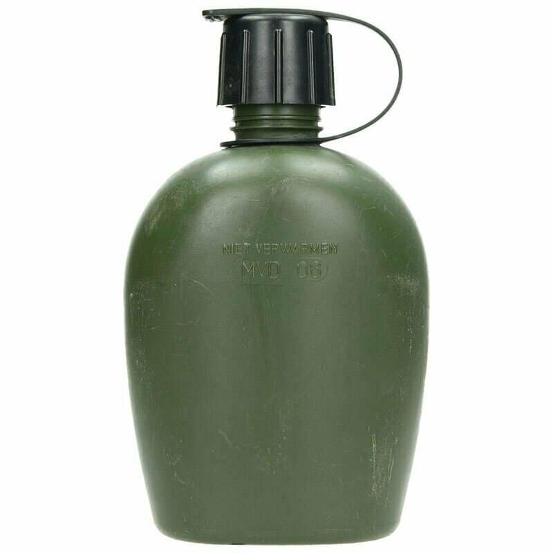Véritable gourde de l'armée néerlandaise avec pochette et gobelet en acier inoxydable Couvercle avec capuchon DPM camouflage MOLLE
