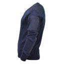 Side view of dark blue Genuine Dutch Army V-neck rib knit military surplus sweater jumper