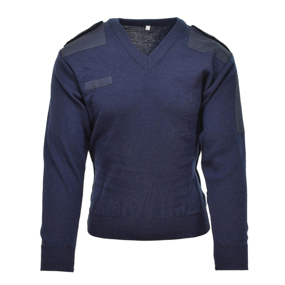 Pull authentique de l'armée néerlandaise en tricot côtelé bleu à col en V, pull militaire excédentaire