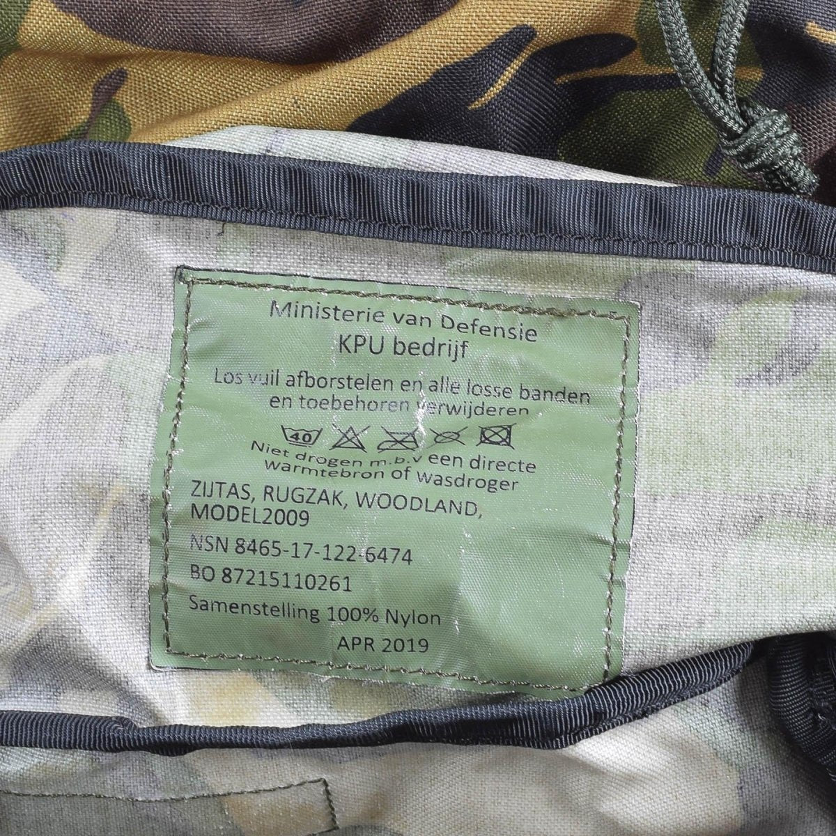 Sac à dos militaire néerlandais authentique modèle DPM sac à dos de combat 60L sac à dos tactique