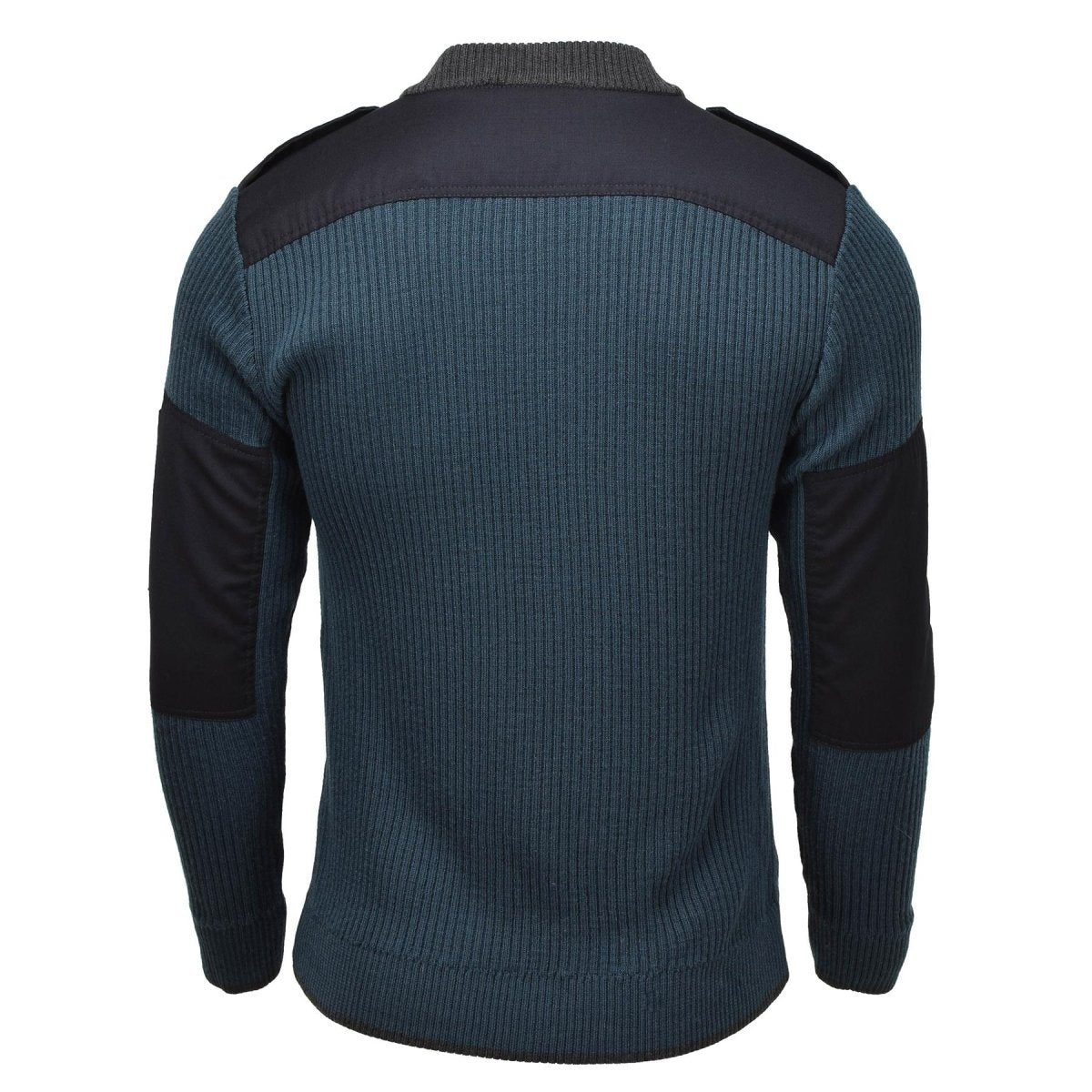 Pull militaire néerlandais authentique en tricot côtelé bleu pour temps froid