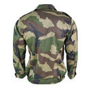 Back view of a genuine French army F2 combat jacket with CCE camouflage pattern military surplus new