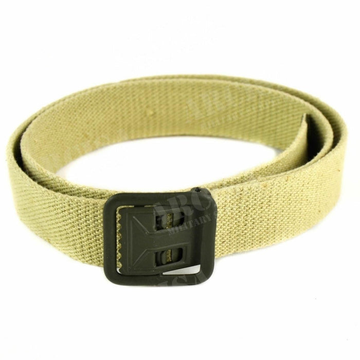 Véritable ceinture militaire française en toile kaki sable avec boucle en métal olive durable, réglable pour plus de confort et une utilisation tactique