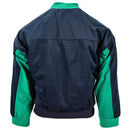 Back view of genuine French army navy green and dark blue cotton blend turtleneck sports jumper sweater