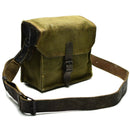 Genuine French shoulder bag army canvas leather olive OD magazine ammo pouch - GoMilitar