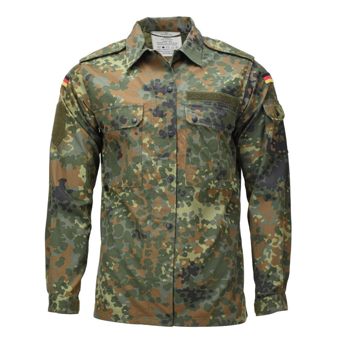 Chemise de campagne camouflage Flecktarn à bouton-pression pour femme