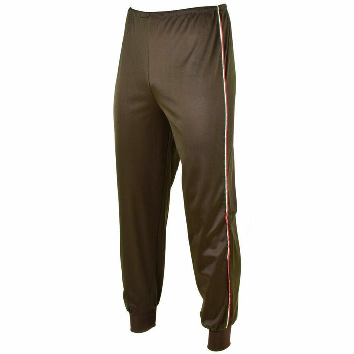 pantalon de survêtement d’entraînement de l’armée italienne marron vintage avec bande latérale rouge, blanche et verte et poignets élastiques