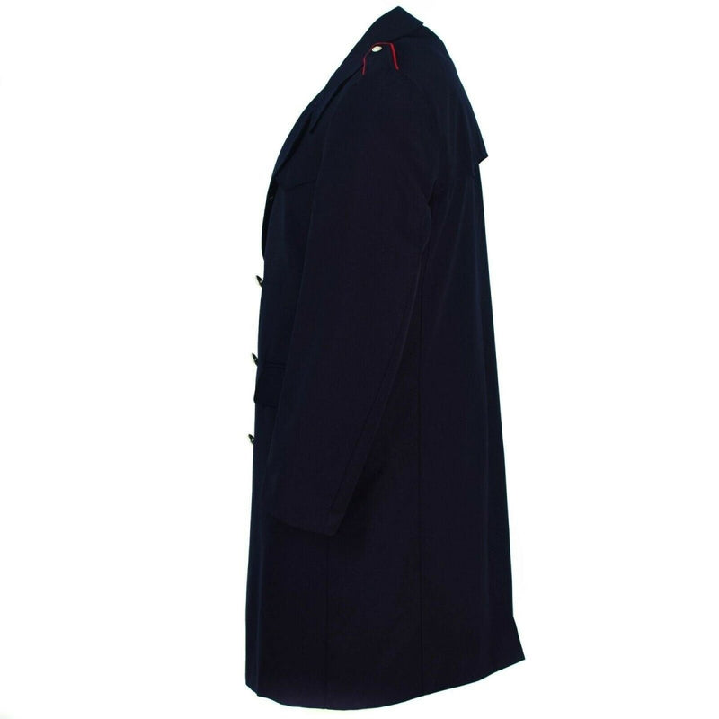 Side view of a genuine Italian Carabinieri military police long trench coat with liner and epaulets.