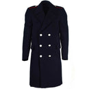 Genuine Italian Carbinieri military police trench coat with double-breasted buttons and epaulets, navy blue with liner.